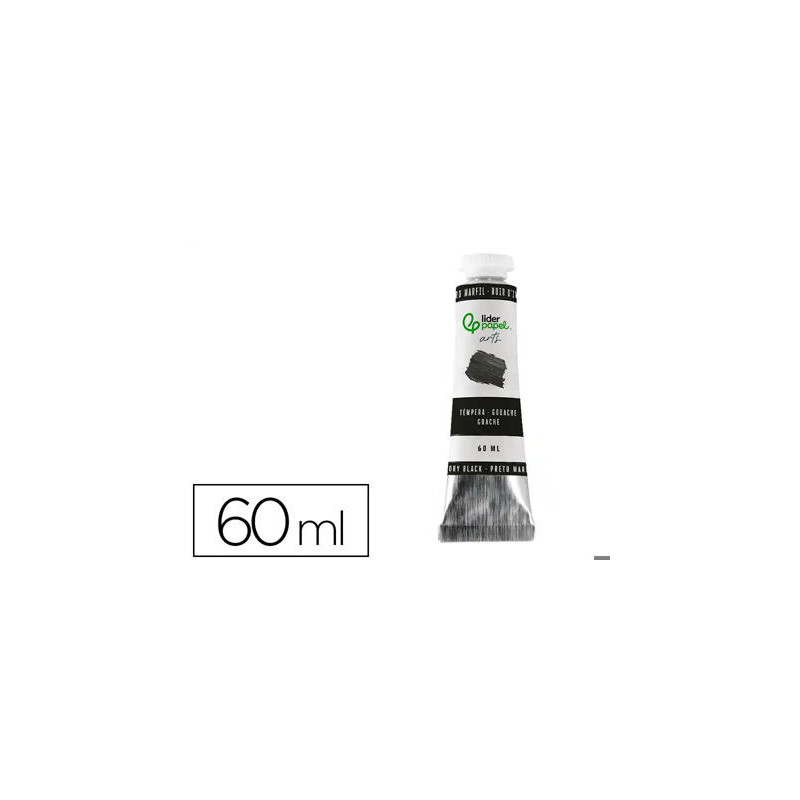 PINTURA GOUACHE/TEMPERA LIDERPAPEL TUBO DE ALUMINIO DE 60 ML COLOR NEGRO MARFIL