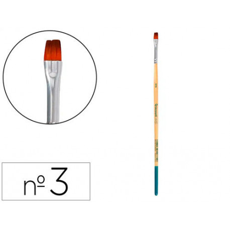PINCEL PARA PINTURA ACRILICA Y ACUARELA LIDERPAPEL N 3 PUNTA PLANA DE PELO SINTETICO CERTIFICADO FSC