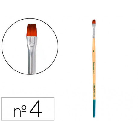 PINCEL PARA PINTURA ACRILICA Y ACUARELA LIDERPAPEL N 4 PUNTA PLANA DE PELO SINTETICO CERTIFICADO FSC