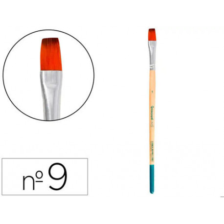 PINCEL PARA PINTURA ACRILICA Y ACUARELA LIDERPAPEL N 9 PUNTA PLANA DE PELO SINTETICO CERTIFICADO FSC