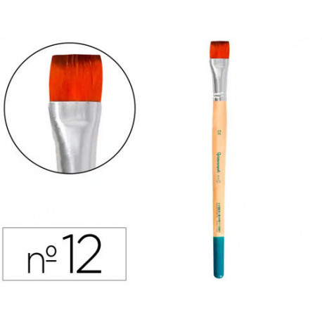 PINCEL PARA PINTURA ACRILICA Y ACUARELA LIDERPAPEL N 12 PUNTA PLANA DE PELO SINTETICO CERTIFICADO FS