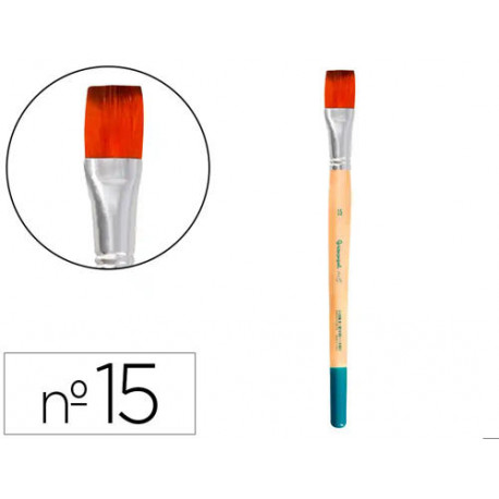 PINCEL PARA PINTURA ACRILICA Y ACUARELA LIDERPAPEL N 15 PUNTA PLANA DE PELO SINTETICO CERTIFICADO FS