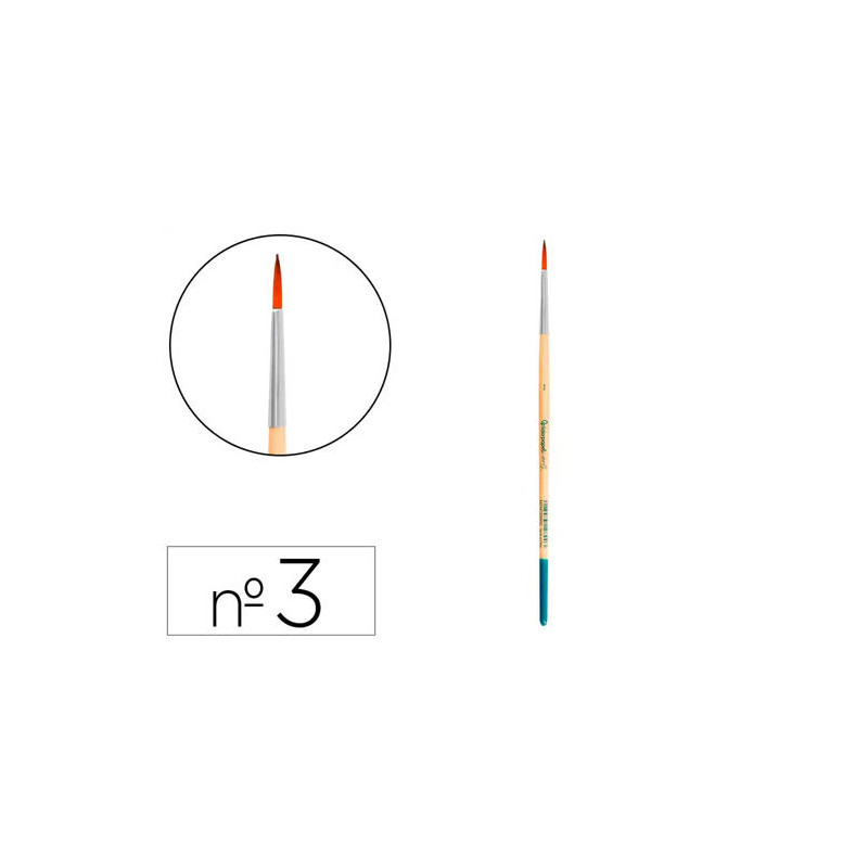 PINCEL PARA PINTURA ACRILICA Y ACUARELA LIDERPAPEL N 3 PUNTA REDONDA DE PELO SINTETICO CERTIFICADO F