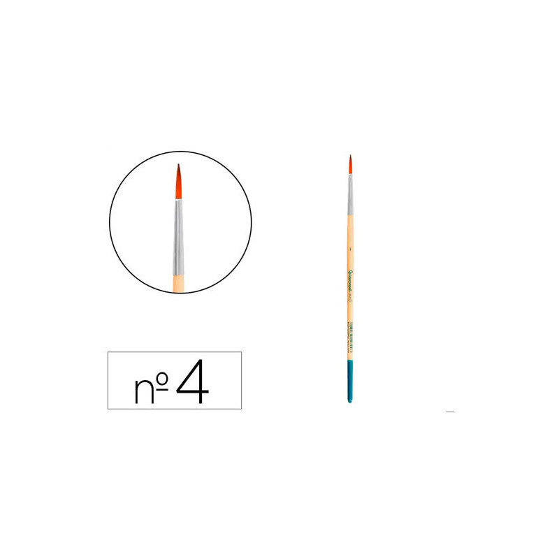 PINCEL PARA PINTURA ACRILICA Y ACUARELA LIDERPAPEL N 4 PUNTA REDONDA DE PELO SINTETICO CERTIFICADO F