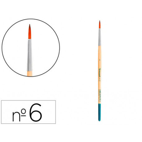 PINCEL PARA PINTURA ACRILICA Y ACUARELA LIDERPAPEL N 6 PUNTA REDONDA DE PELO SINTETICO CERTIFICADO F