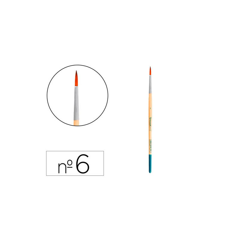 PINCEL PARA PINTURA ACRILICA Y ACUARELA LIDERPAPEL N 6 PUNTA REDONDA DE PELO SINTETICO CERTIFICADO F