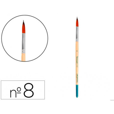 PINCEL PARA PINTURA ACRILICA Y ACUARELA LIDERPAPEL N 8 PUNTA REDONDA DE PELO SINTETICO CERTIFICADO F