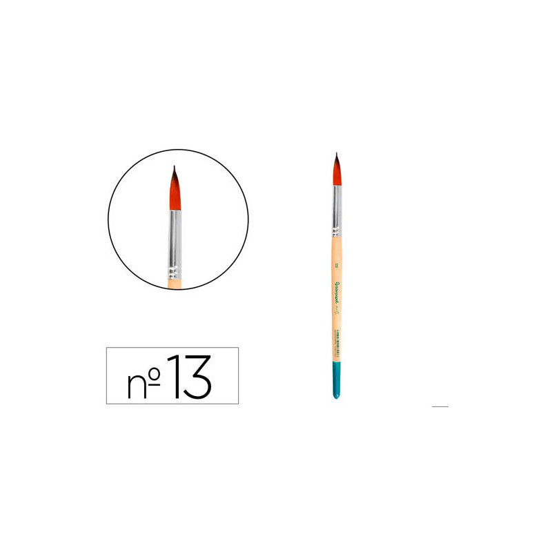PINCEL PARA PINTURA ACRILICA Y ACUARELA LIDERPAPEL N 13 PUNTA REDONDA DE PELO SINTETICO CERTIFICADO 