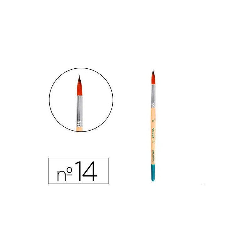 PINCEL PARA PINTURA ACRILICA Y ACUARELA LIDERPAPEL N 14 PUNTA REDONDA DE PELO SINTETICO CERTIFICADO 