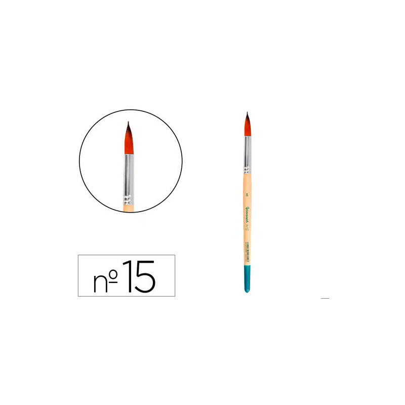 PINCEL PARA PINTURA ACRILICA Y ACUARELA LIDERPAPEL N 15 PUNTA REDONDA DE PELO SINTETICO CERTIFICADO 