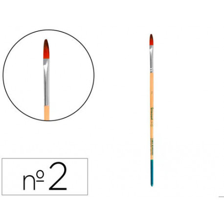 PINCEL PARA PINTURA ACRILICA Y ACUARELA LIDERPAPEL N 2 PUNTA FILBERT / LENGUA GATO DE PELO SINTETICO