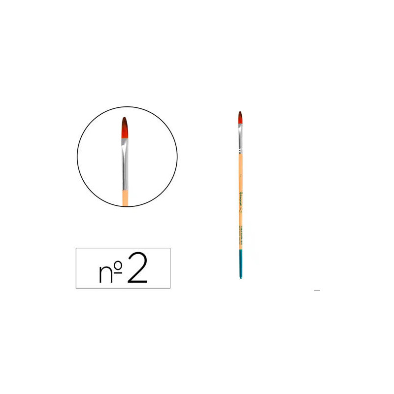 PINCEL PARA PINTURA ACRILICA Y ACUARELA LIDERPAPEL N 2 PUNTA FILBERT / LENGUA GATO DE PELO SINTETICO