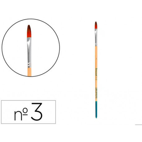 PINCEL PARA PINTURA ACRILICA Y ACUARELA LIDERPAPEL N 3 PUNTA FILBERT / LENGUA GATO DE PELO SINTETICO