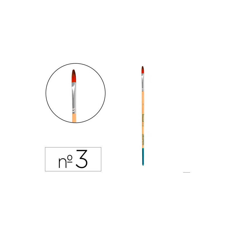 PINCEL PARA PINTURA ACRILICA Y ACUARELA LIDERPAPEL N 3 PUNTA FILBERT / LENGUA GATO DE PELO SINTETICO