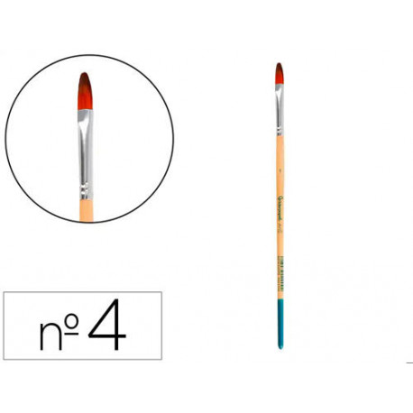 PINCEL PARA PINTURA ACRILICA Y ACUARELA LIDERPAPEL N 4 PUNTA FILBERT / LENGUA GATO DE PELO SINTETICO