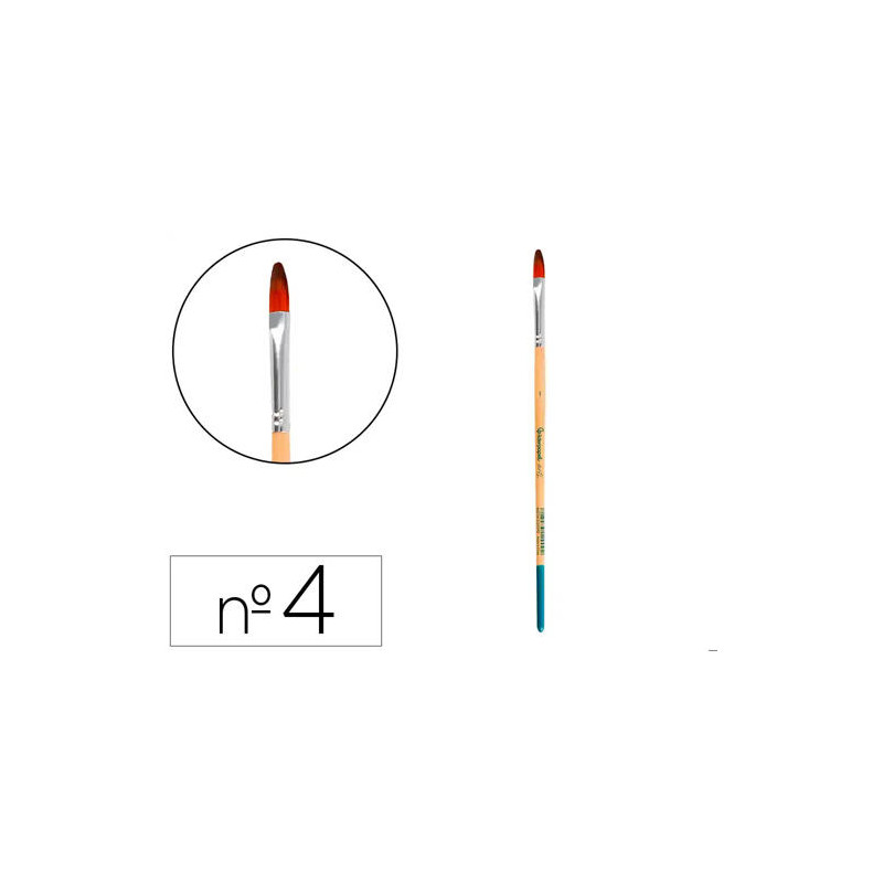 PINCEL PARA PINTURA ACRILICA Y ACUARELA LIDERPAPEL N 4 PUNTA FILBERT / LENGUA GATO DE PELO SINTETICO