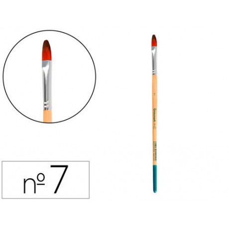 PINCEL PARA PINTURA ACRILICA Y ACUARELA LIDERPAPEL N 7 PUNTA FILBERT / LENGUA GATO DE PELO SINTETICO
