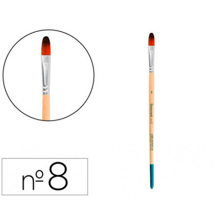 PINCEL PARA PINTURA ACRILICA Y ACUARELA LIDERPAPEL N 8 PUNTA FILBERT / LENGUA GATO DE PELO SINTETICO