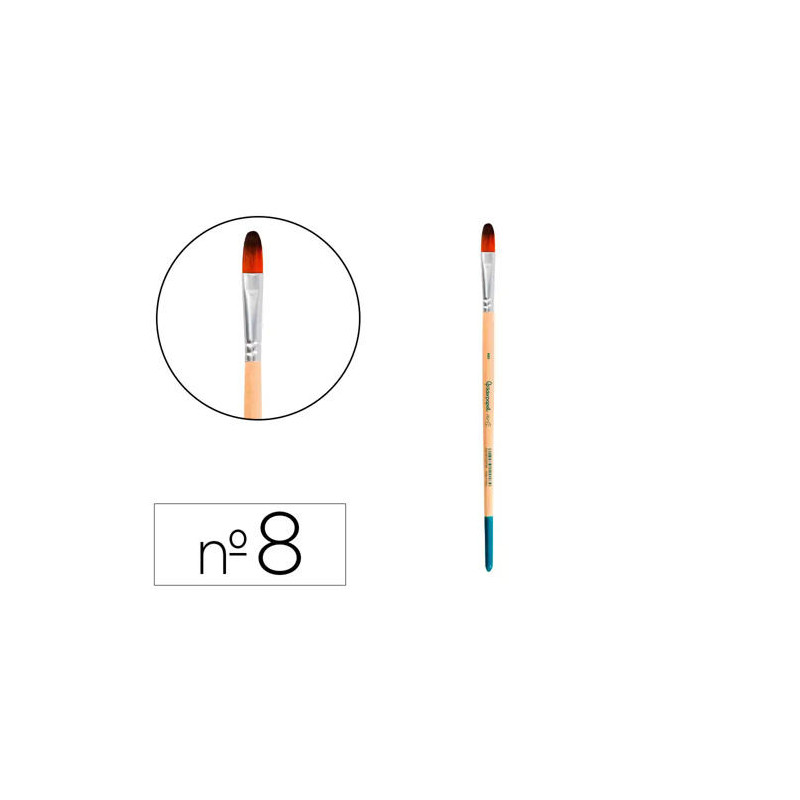 PINCEL PARA PINTURA ACRILICA Y ACUARELA LIDERPAPEL N 8 PUNTA FILBERT / LENGUA GATO DE PELO SINTETICO