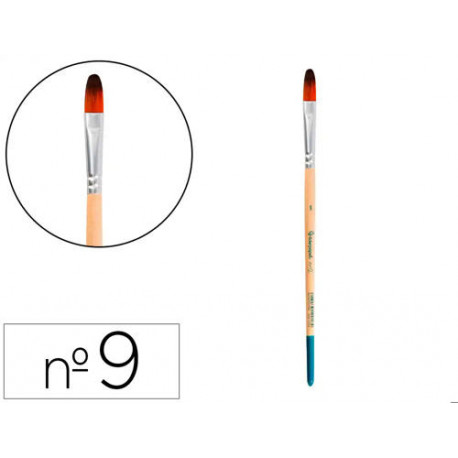 PINCEL PARA PINTURA ACRILICA Y ACUARELA LIDERPAPEL N 9 PUNTA FILBERT / LENGUA GATO DE PELO SINTETICO