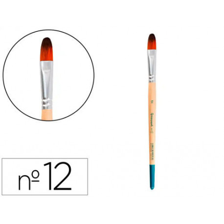 PINCEL PARA PINTURA ACRILICA Y ACUARELA LIDERPAPEL N 12 PUNTA FILBERT / LENGUA GATO DE PELO SINTETIC