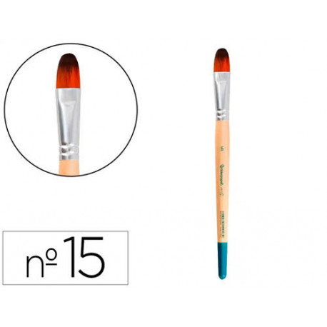 PINCEL PARA PINTURA ACRILICA Y ACUARELA LIDERPAPEL N 15 PUNTA FILBERT / LENGUA GATO DE PELO SINTETIC