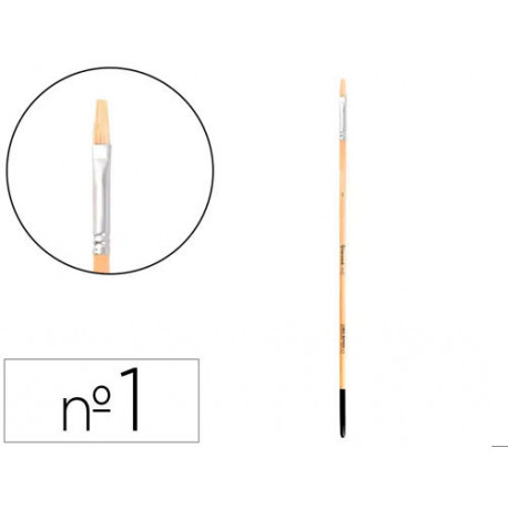 PINCEL PARA PINTURA AL OLEO Y ACRILICA LIDERPAPEL N 1 PUNTA PLANA DE PELO DE CERDA CERTIFICADO FSC