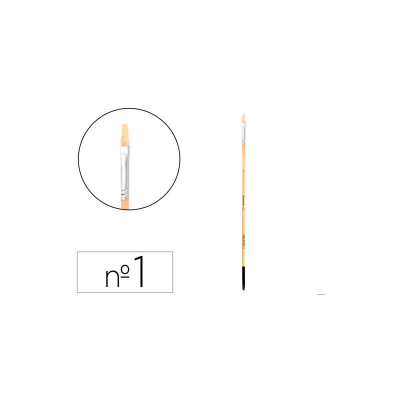 PINCEL PARA PINTURA AL OLEO Y ACRILICA LIDERPAPEL N 1 PUNTA PLANA DE PELO DE CERDA CERTIFICADO FSC
