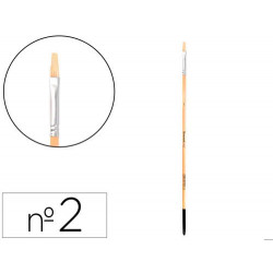 PINCEL PARA PINTURA AL OLEO Y ACRILICA LIDERPAPEL N 2 PUNTA PLANA DE PELO DE CERDA CERTIFICADO FSC