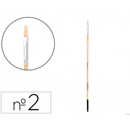 PINCEL PARA PINTURA AL OLEO Y ACRILICA LIDERPAPEL N 2 PUNTA PLANA DE PELO DE CERDA CERTIFICADO FSC