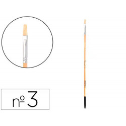 PINCEL PARA PINTURA AL OLEO Y ACRILICA LIDERPAPEL N 3 PUNTA PLANA DE PELO DE CERDA CERTIFICADO FSC