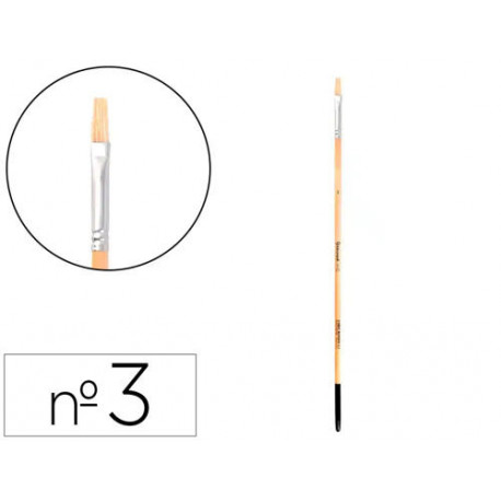 PINCEL PARA PINTURA AL OLEO Y ACRILICA LIDERPAPEL N 3 PUNTA PLANA DE PELO DE CERDA CERTIFICADO FSC