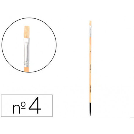 PINCEL PARA PINTURA AL OLEO Y ACRILICA LIDERPAPEL N 4 PUNTA PLANA DE PELO DE CERDA CERTIFICADO FSC