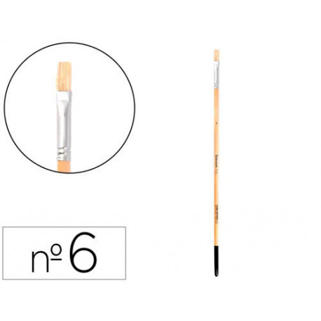 PINCEL PARA PINTURA AL OLEO Y ACRILICA LIDERPAPEL N 6 PUNTA PLANA DE PELO DE CERDA CERTIFICADO FSC