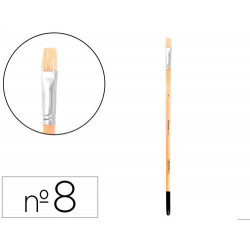 PINCEL PARA PINTURA AL OLEO Y ACRILICA LIDERPAPEL N 8 PUNTA PLANA DE PELO DE CERDA CERTIFICADO FSC