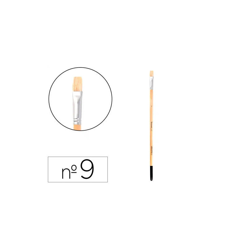PINCEL PARA PINTURA AL OLEO Y ACRILICA LIDERPAPEL N 9 PUNTA PLANA DE PELO DE CERDA CERTIFICADO FSC