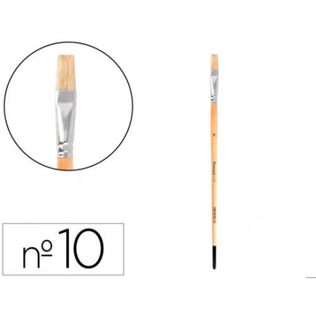PINCEL PARA PINTURA AL OLEO Y ACRILICA LIDERPAPEL N 10 PUNTA PLANA DE PELO DE CERDA CERTIFICADO FSC