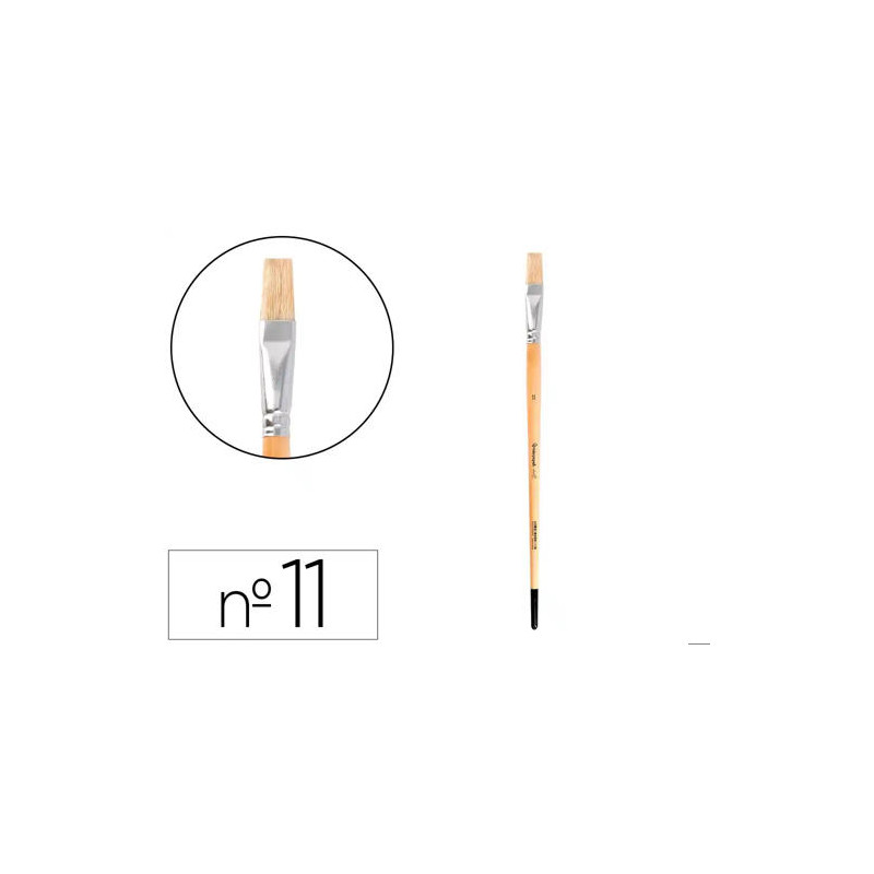 PINCEL PARA PINTURA AL OLEO Y ACRILICA LIDERPAPEL N 11 PUNTA PLANA DE PELO DE CERDA CERTIFICADO FSC