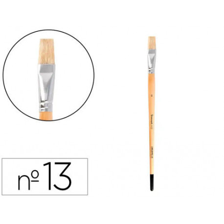 PINCEL PARA PINTURA AL OLEO Y ACRILICA LIDERPAPEL N 13 PUNTA PLANA DE PELO DE CERDA CERTIFICADO FSC