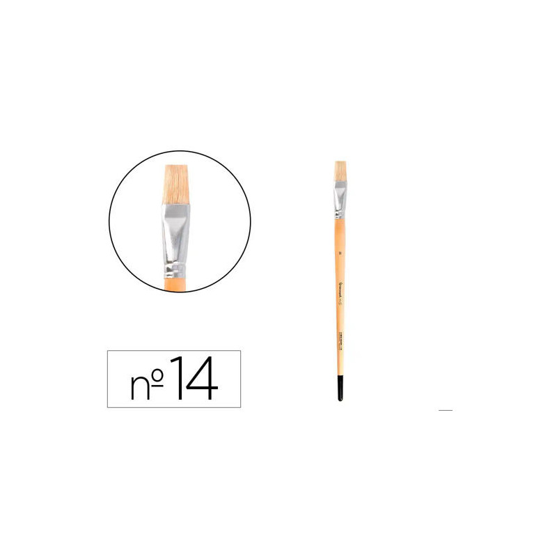 PINCEL PARA PINTURA AL OLEO Y ACRILICA LIDERPAPEL N 14 PUNTA PLANA DE PELO DE CERDA CERTIFICADO FSC