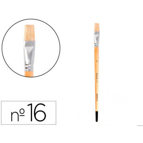 PINCEL PARA PINTURA AL OLEO Y ACRILICA LIDERPAPEL N 16 PUNTA PLANA DE PELO DE CERDA CERTIFICADO FSC