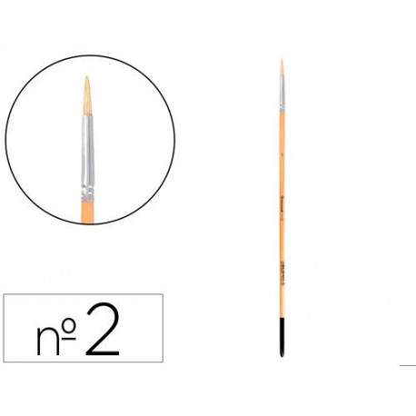 PINCEL PARA PINTURA AL OLEO Y ACRILICA LIDERPAPEL N 2 PUNTA REDONDA DE PELO DE CERDA CERTIFICADO FSC
