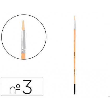 PINCEL PARA PINTURA AL OLEO Y ACRILICA LIDERPAPEL N 3 PUNTA REDONDA DE PELO DE CERDA CERTIFICADO FSC