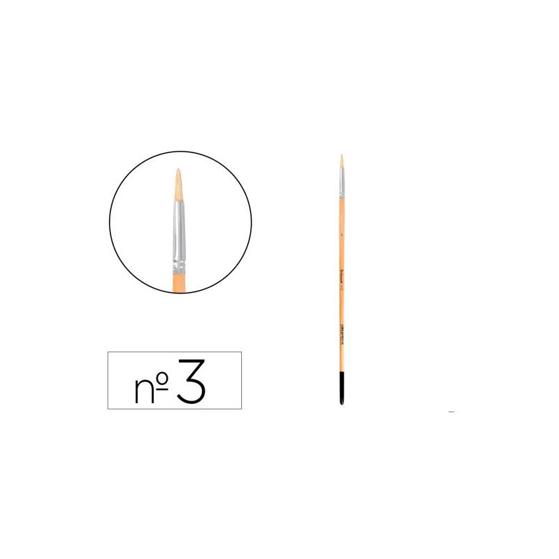 PINCEL PARA PINTURA AL OLEO Y ACRILICA LIDERPAPEL N 3 PUNTA REDONDA DE PELO DE CERDA CERTIFICADO FSC