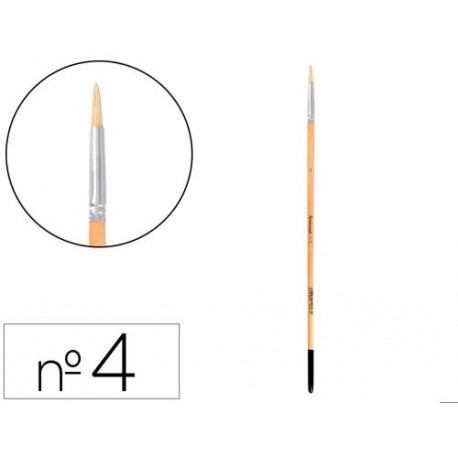 PINCEL PARA PINTURA AL OLEO Y ACRILICA LIDERPAPEL N 4 PUNTA REDONDA DE PELO DE CERDA CERTIFICADO FSC