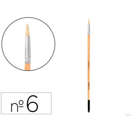 PINCEL PARA PINTURA AL OLEO Y ACRILICA LIDERPAPEL N 6 PUNTA REDONDA DE PELO DE CERDA CERTIFICADO FSC