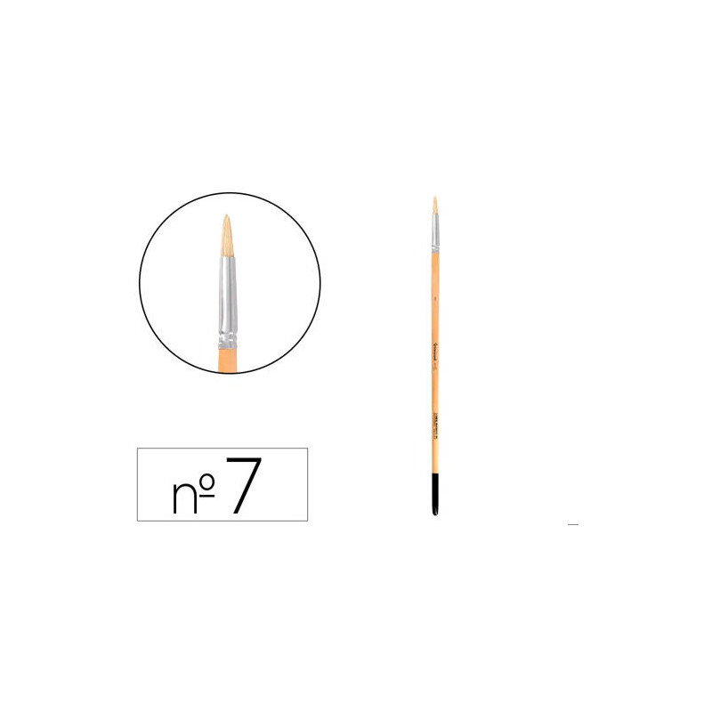 PINCEL PARA PINTURA AL OLEO Y ACRILICA LIDERPAPEL N 7 PUNTA REDONDA DE PELO DE CERDA CERTIFICADO FSC