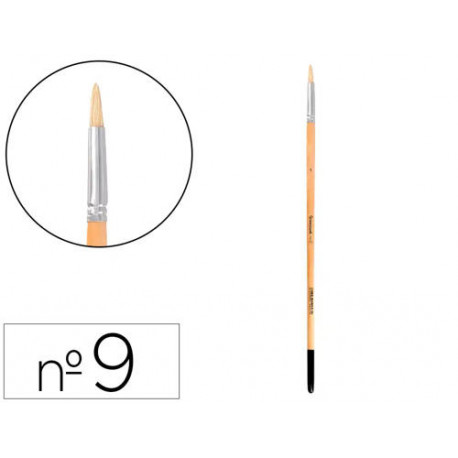 PINCEL PARA PINTURA AL OLEO Y ACRILICA LIDERPAPEL N 9 PUNTA REDONDA DE PELO DE CERDA CERTIFICADO FSC