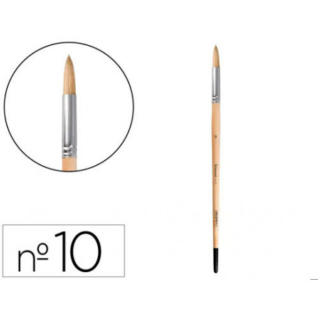PINCEL PARA PINTURA AL OLEO Y ACRILICA LIDERPAPEL N 10 PUNTA REDONDA DE PELO DE CERDA CERTIFICADO FS