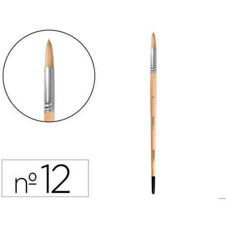 PINCEL PARA PINTURA AL OLEO Y ACRILICA LIDERPAPEL N 12 PUNTA REDONDA DE PELO DE CERDA CERTIFICADO FS